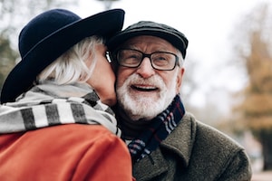 Baby boomers kissing