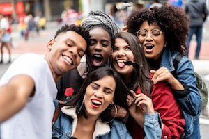 Generation Z friends taking a selfie