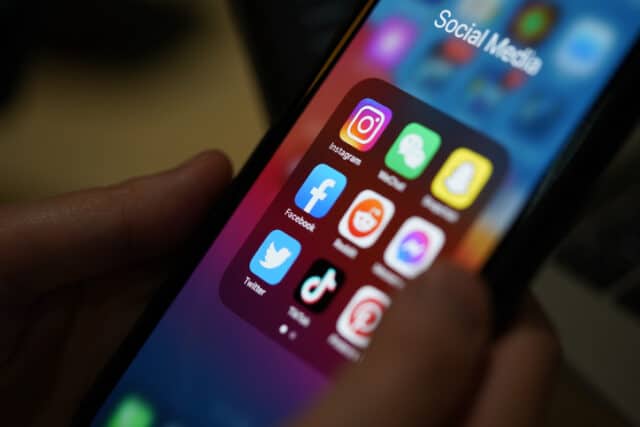Social media application on the smartphone screen