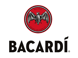 Bacardi logo featuring a black bat with outstretched wings inside a red circle, above the bold black text BACARDÍ—perfect for showcasing on the Instacart Advertising platform.