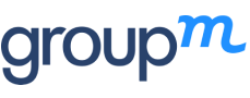 Logo de GroupM composé du mot « group » en lettres minuscules bleu foncé et d'un « m » stylisé en minuscules bleu clair à la fin, le tout sur un fond gris clair — illustrant ainsi comment GroupM et Hill's Pet Nutrition voient leurs revenus et leur ROAS monter en flèche grâce à Skai.