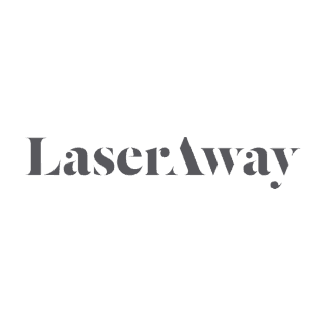 Das Bild zeigt den Schriftzug „LaserAway“ in einer grauen, modernen Serifenschrift, zentriert auf weißem Hintergrund, was an die elegante Ästhetik erinnert, die oft in Präsentationen zu Fallstudien zur Zieloptimierung zu sehen ist.