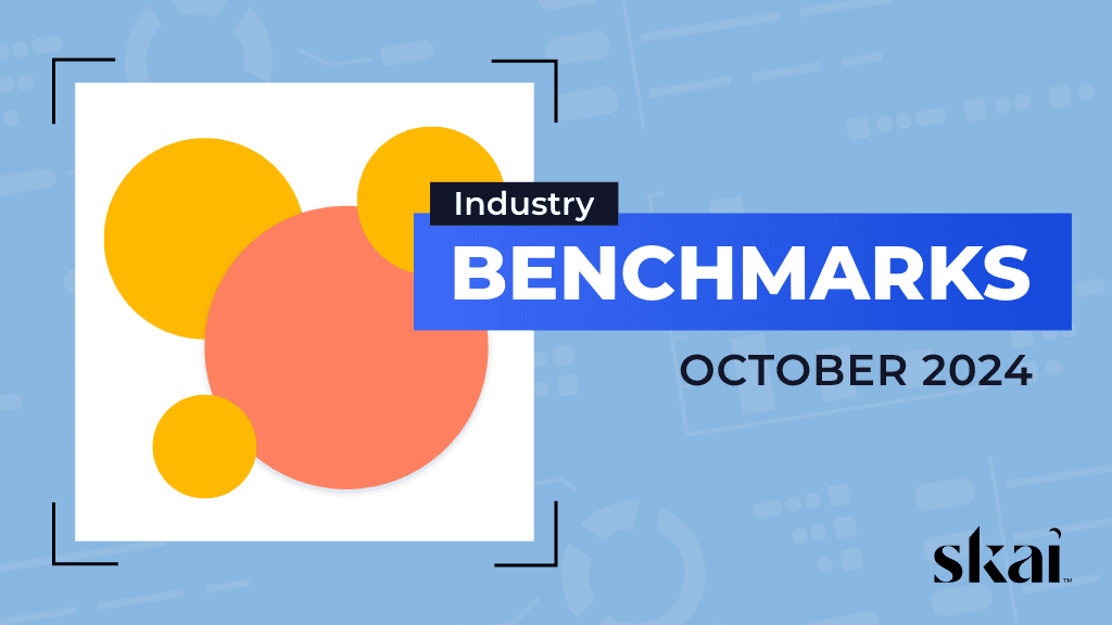 A graphic with overlapping yellow and orange circles on a white square, labeled Monthly Industry Snapshot - October 2024 on a blue background, featuring the Skai logo in the corner.