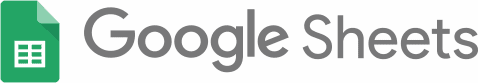 Das Google Sheets-Logo zeigt ein grünes Dokumentensymbol mit einem weißen Tabellenraster, daneben steht in grauer Schrift „Google Sheets“.