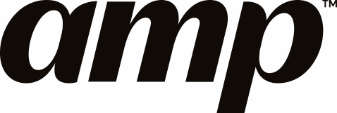 Auf dem Bild ist das Wort „amp“ in fetten, schwarzen Kleinbuchstaben zu sehen, die leicht nach rechts geneigt sind. In der oberen rechten Ecke ist ein kleines TM-Markenzeichen zu sehen. Der Hintergrund ist weiß.