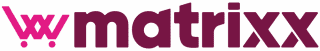 Logo mit einem stilisierten rosa Einkaufswagen-Symbol, gefolgt vom Wort „matrixx“ in fetten, kastanienbraunen Kleinbuchstaben, wie in der Matrixx-CPG-Fallstudie zu sehen.